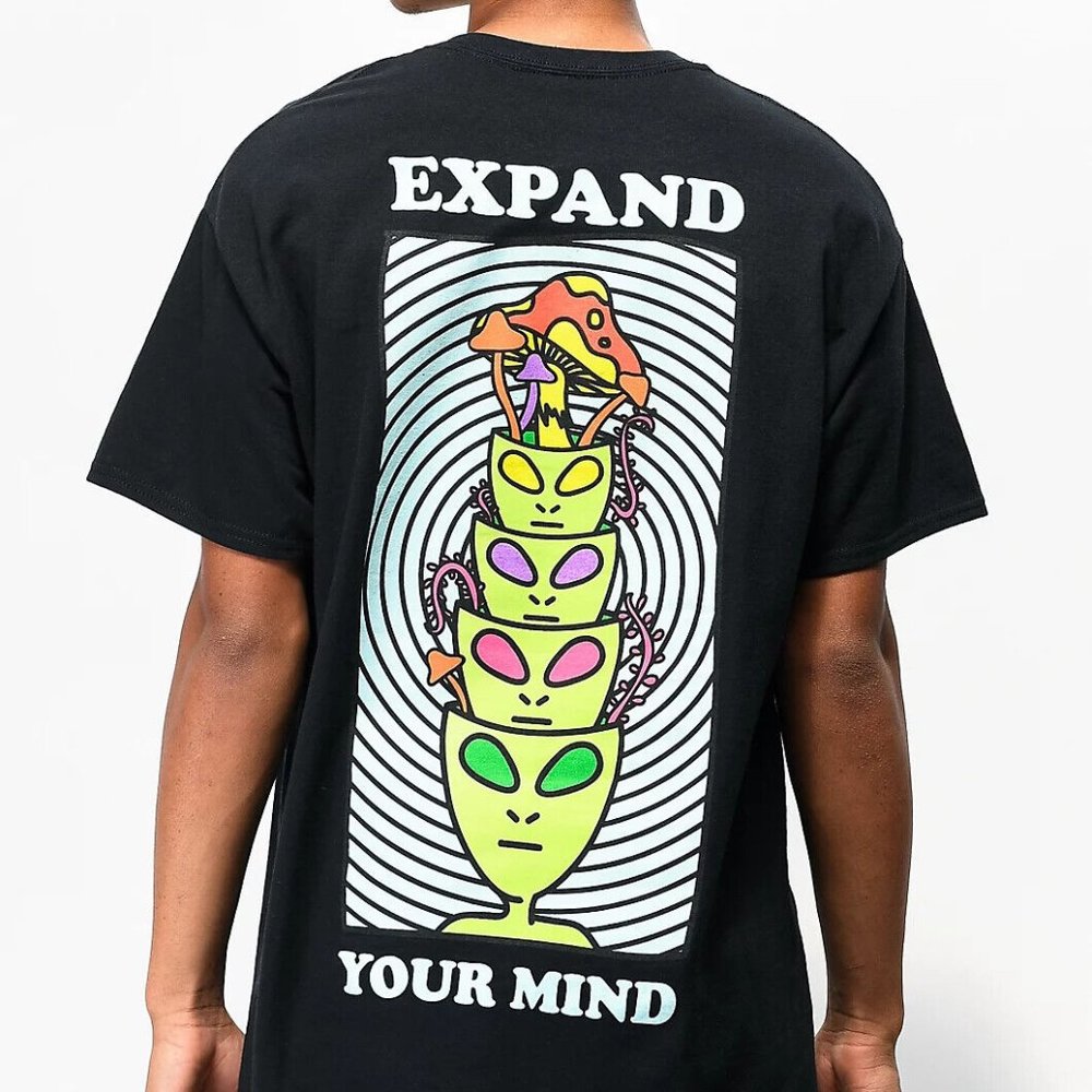A-Lab Mens Expand Your Mind Minds Expanded Black T-Shirt New